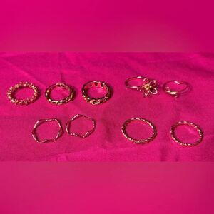9 Fashion Gold Stackable Women’s 18K Gold Plated Open Stacking Knuckle Adjustabl